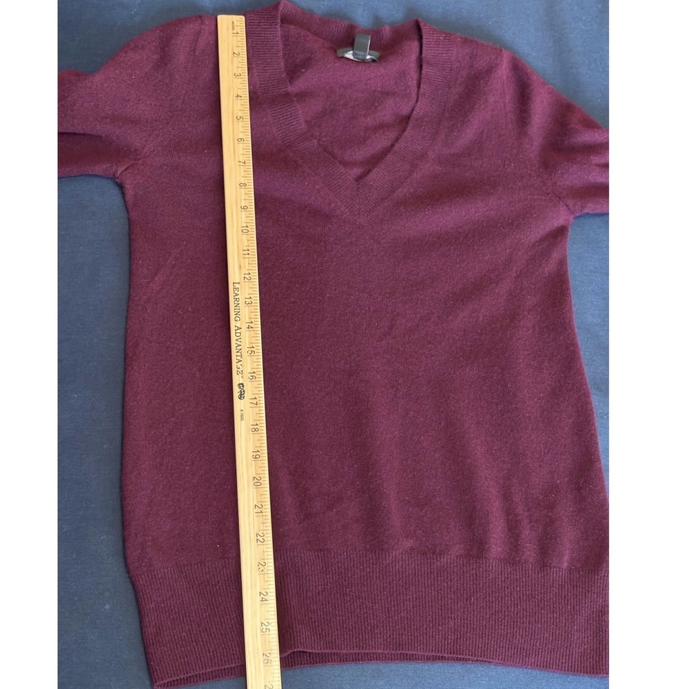 J.Crew Sweater Womens M Burgundy 100% Italian Cashmere V-Neck Pullover 29660 - Picture 6 of 9